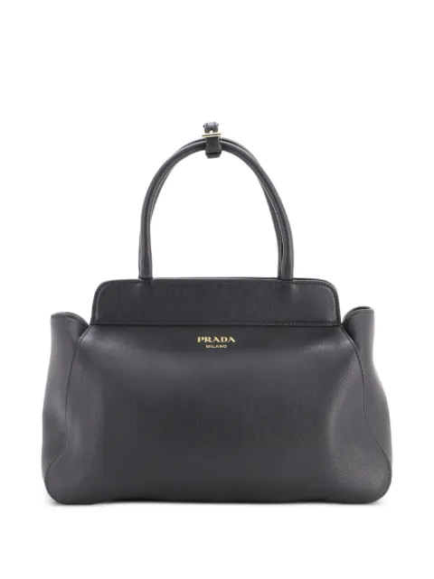 Prada Pre-Owned Frame Soft Grain Leather Medium tote bag Black PCLQVR9Q2SQFAD2M