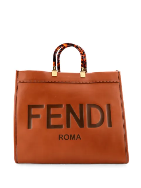 Fendi Pre-Owned Sunshine Shopper Leather Large tote bag Brown 807M9JUI0VJRBZYZ