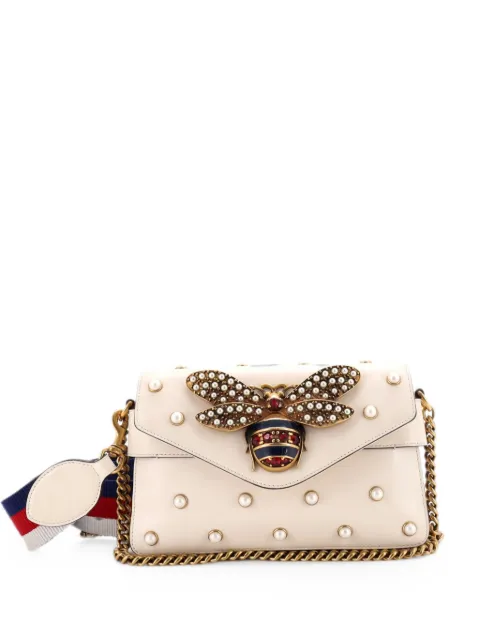 Gucci Pre-Owned Broadway Pearly Bee Embellished Leather Mini shoulder bag Neutrals 76HWKJQ6MSQFISG8