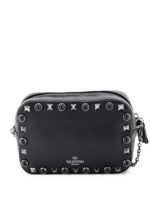 Valentino Garavani Pre-Owned Rolling Rockstud Camera Leather with Cabochons crossbody bag Black 2EBYTQEIWH39J40Y