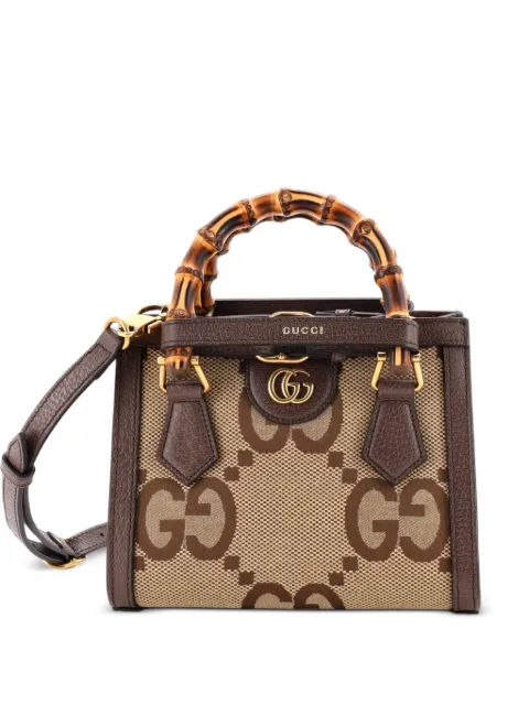 Gucci Pre-Owned Diana NM Bamboo Handle Tote Jumbo GG Canvas Mini shoulder bag Brown 1TE0L1FU75Y4CETG