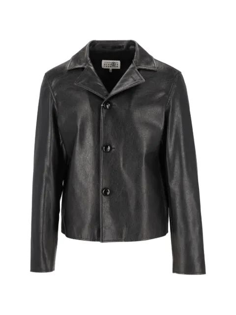 MM6 Maison Margiela button-up notched-lapel biker jacket Black SH0AM0102