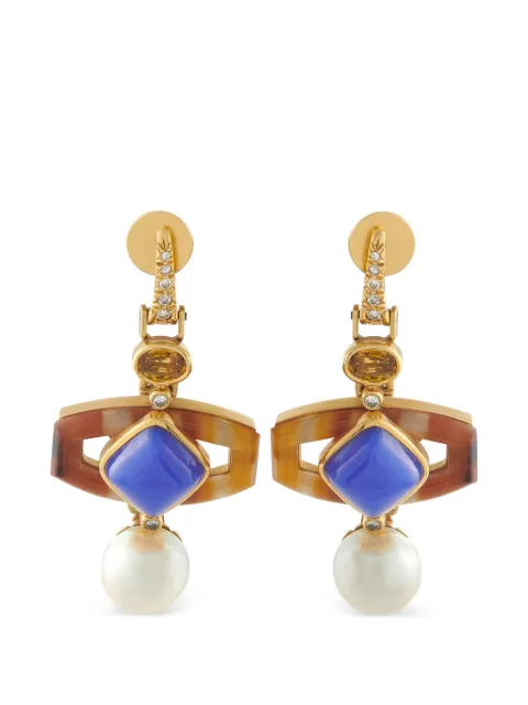 LB Exclusive diamond pearl drop earrings Gold MF14071526