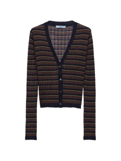 Prada striped cashmere and silk cardigan Blue P25O44SOOO6289