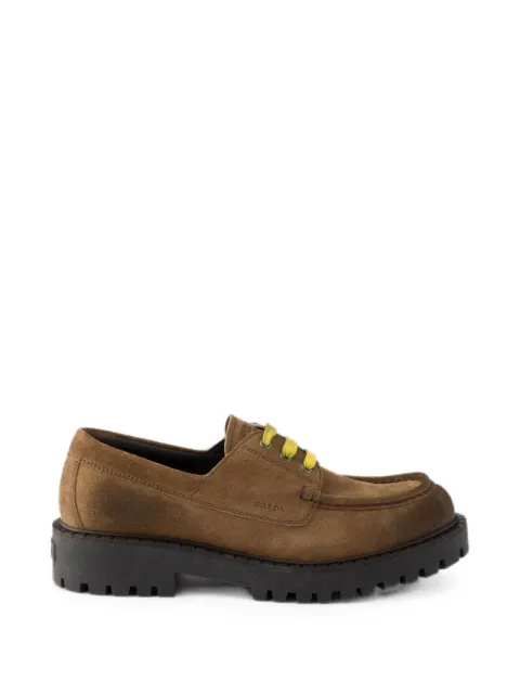 Prada Waxed suede lace-up shoes Brown 2EE416FG0010B2