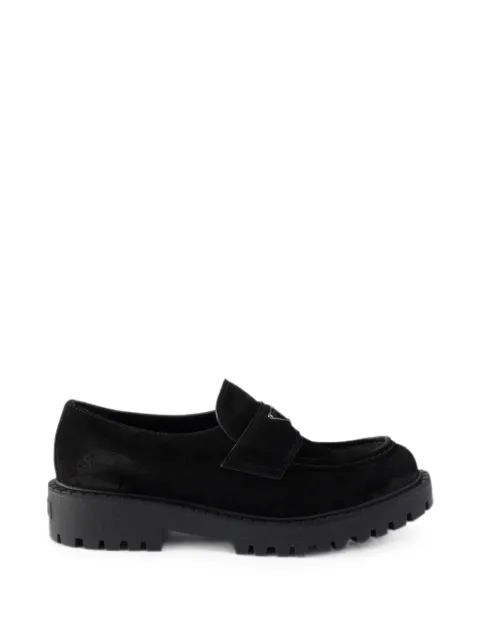 Prada aged suede loafers Black 2DE151FG0010B2