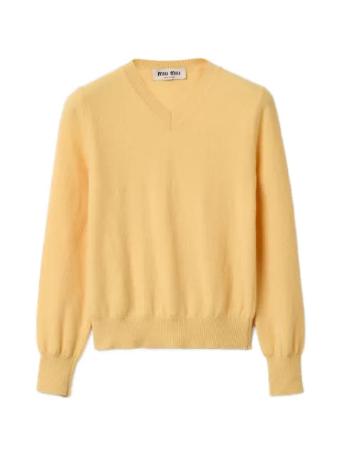 Miu Miu V-neck wool cardigan Yellow MML08KSOOO6600