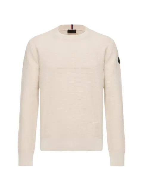 Moncler logo-patch waffle-knit sweater Neutrals L20919C00004M1113