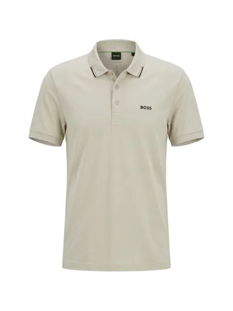 BOSS logo-print polo shirt Neutrals 50564779