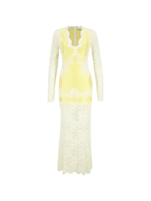 Rabanne lace-panelled long-sleeve maxi dress Yellow 26AJRO231PA0170