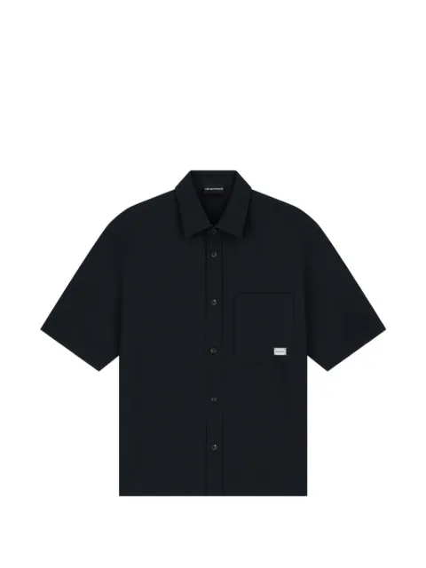 Emporio Armani seersucker shirt with down padding and rib details Blue EM006712AF28011