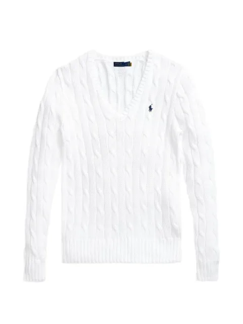 Polo Ralph Lauren cable-knit V-neck sweater White 211747398002