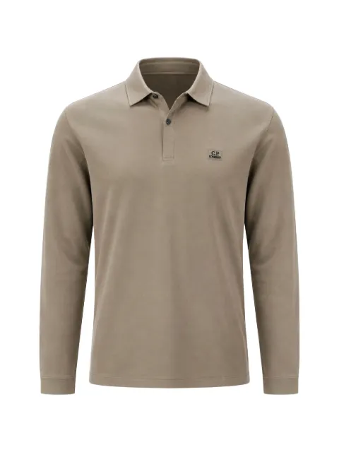 C.P. Company logo-patch long-sleeve polo shirt Neutrals 21CMPL154A005263W356