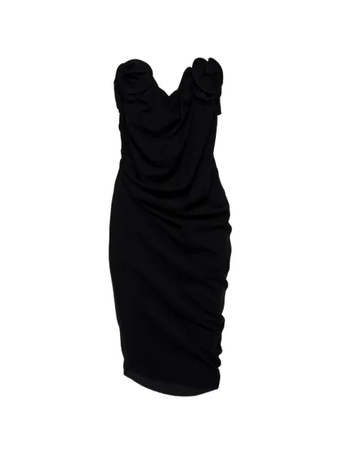 Magda Butrym floral-applique draped midi dress Black 143726