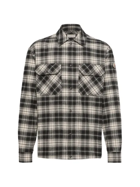 Moncler check cotton flannel zip-up shirt Black L20912F00032599ZU