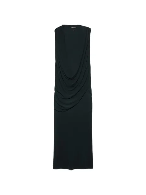 TOM FORD crepe jersey asymmetric draped cocktail dress Black ABJ911FAX162