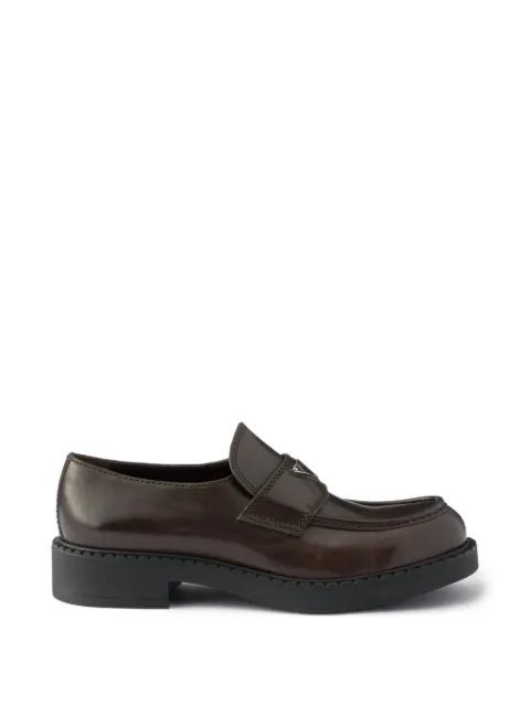 Prada chocolate aged leather loafers Brown 2DE127FG0003ZPQ