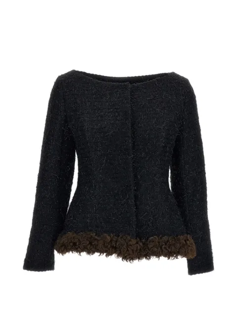 Simone Rocha faux-fur trim tweed jacket Black 6182F1262BLACKBROWN
