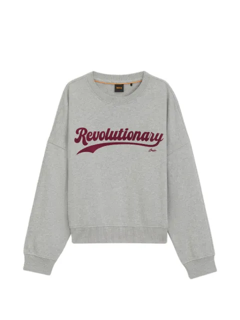 BOSS Peached-cotton sweatshirt with chest artwork Grey 50565446