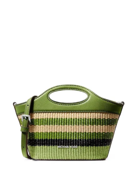Michael Kors Tatum small striped woven crossbody bag Green 35S6STAC1W