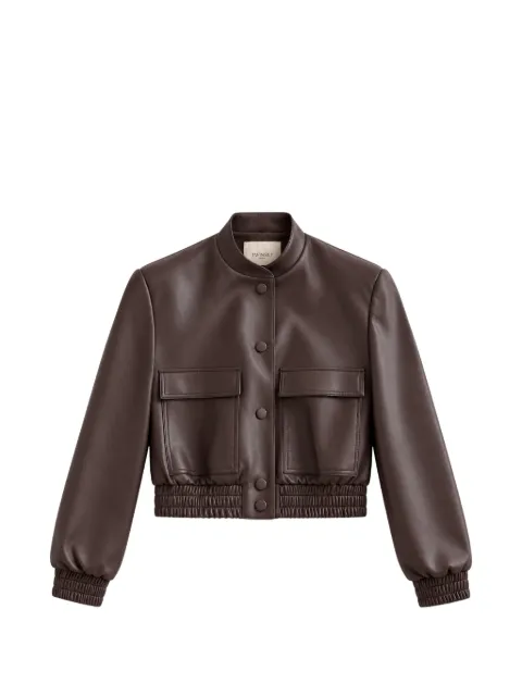TWINSET faux-leather bomber jacket with pockets Brown 262TP2052