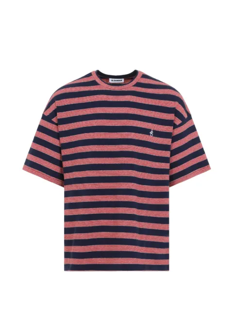 Jil Sander horizontal-stripe logo-embroidered T-shirt Blue J22GC0263J20389