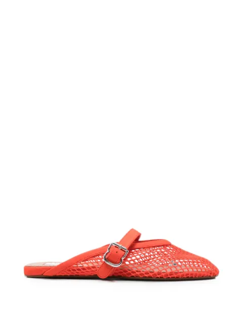 Alaïa fishnet-effect buckled mules Orange AA3A1035A040