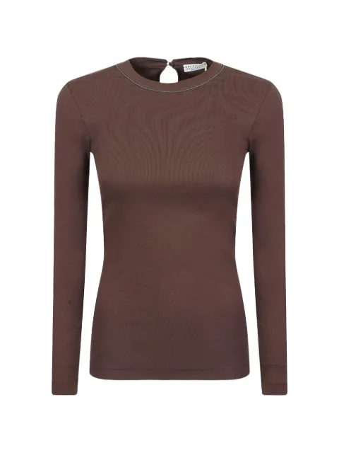 Brunello Cucinelli Monili-chain ribbed top Brown M0TC8BJ300C4211