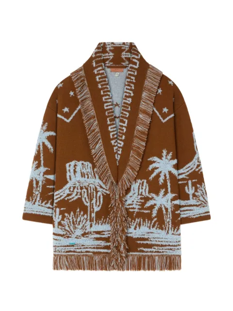 Alanui Canyon Spirit jacquard-knit cardigan Brown LWHB064E26KNI005
