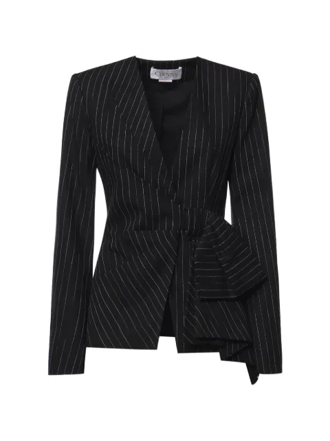 Genny pinstripe-pattern knotted jacket Black 81AAQ508N0814899