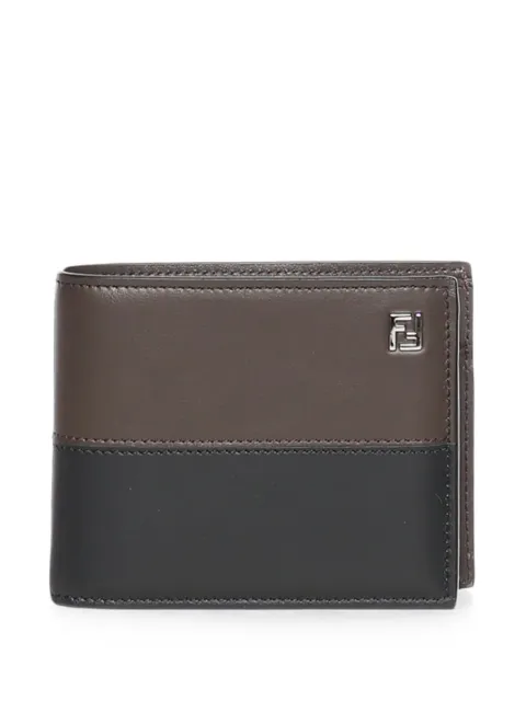 FENDI FF Double two-tone black and ebony leather bi-fold coin wallet Brown 7M0001B12X