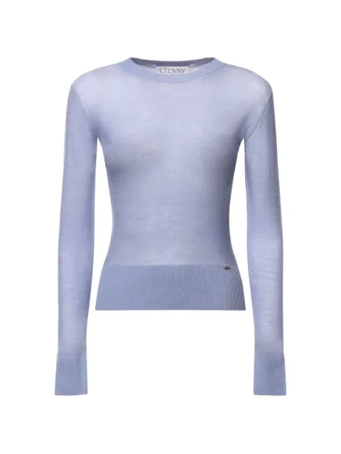 Genny rhinestone-embellished fine-knit sweater Blue 81AAF801CMX43218