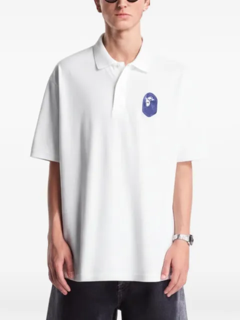 A BATHING APE® Ape Head relaxed-fit polo shirt White 001POM301003MWHT