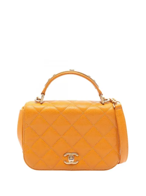 CHANEL Pre-Owned 2017-2018 Mini Quilted Caviar Carry Around Flap satchel Orange WWG2KV1M5ADKTDS2