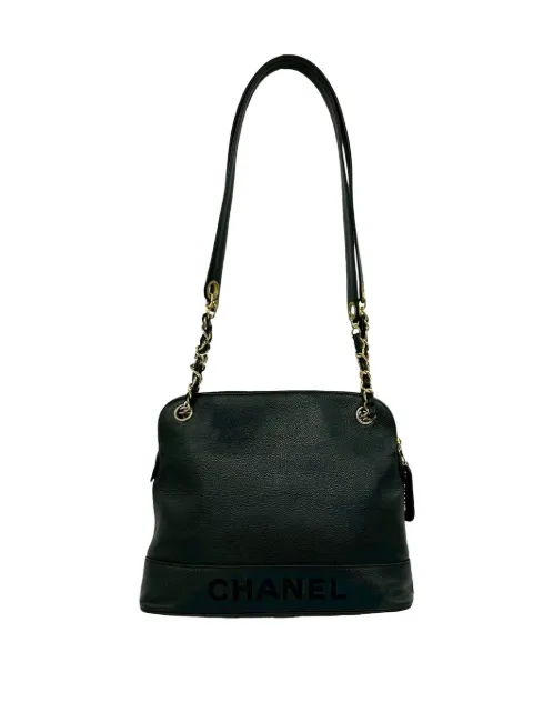 CHANEL Pre-Owned 1996-1997 Caviar Logo Chain shoulder bag Black 50U49IGZIQ27LIWB