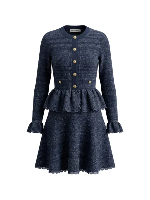 Self-Portrait navy textured knit mini dress Blue AW26085SCN