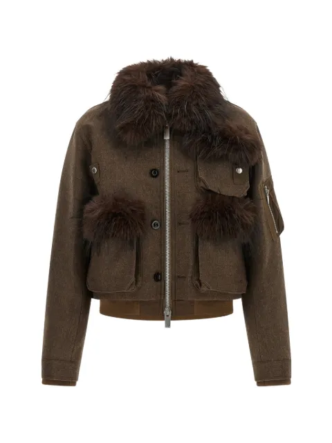 sacai faux-fur wool jacket Brown 2608637