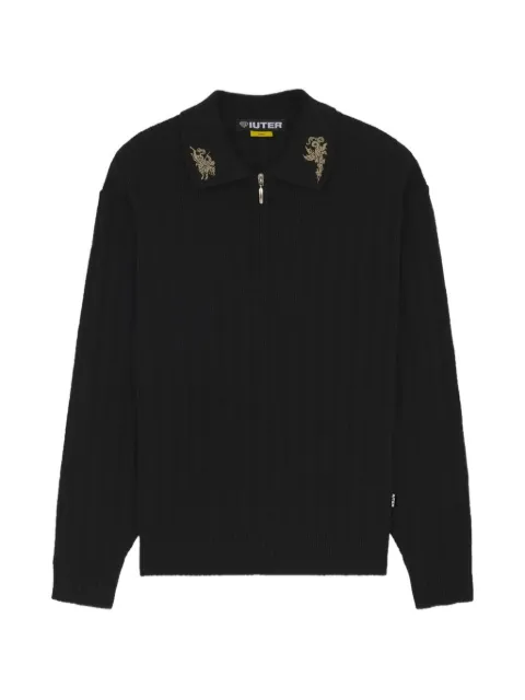 IUTER Courage embroidered half-zip polo Black 26WIJM51
