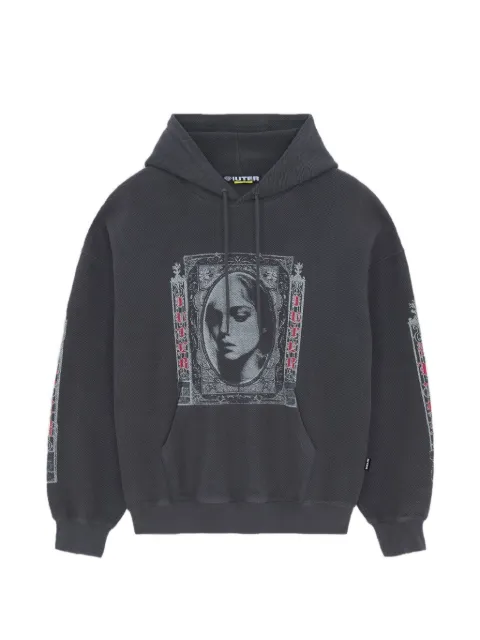 IUTER Fallen Love graphic-print drawstring hoodie Grey 26WISH30