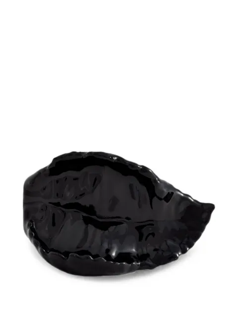 LA MANSO x Tetier Collaboration leaf-detail ring Black 1101090120111