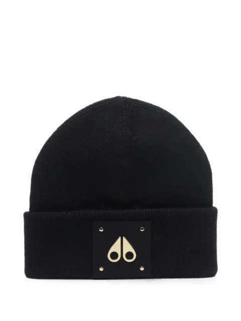 Moose Knuckles Icon logo-patch beanie hat Black M35MA574G292