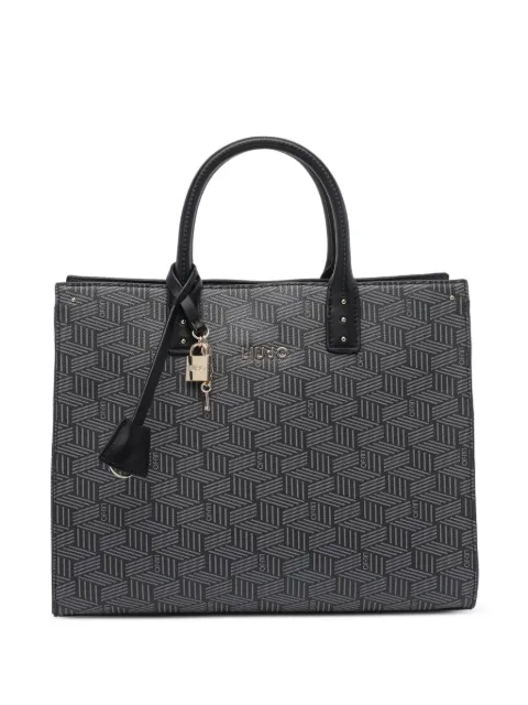 LIU JO monogram-print padlock-detail tote bag Black AF6149ES037