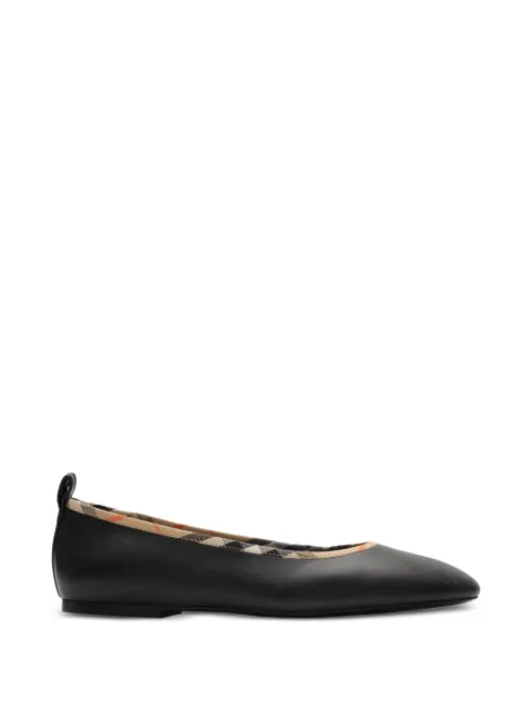 Burberry Check-trim leather Robin ballerinas Black 8128809