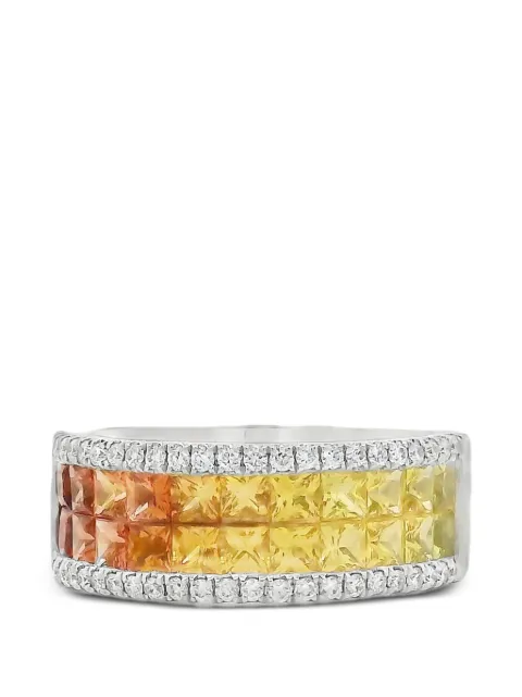 Lisa Nik Rainbow sapphire and diamond ring Silver YSRBBNDWD244