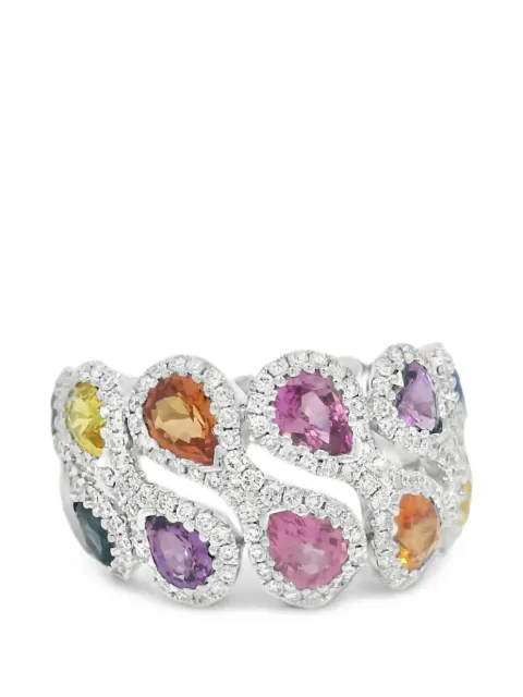Lisa Nik Rainbow sapphire and diamond ring Silver RNBWRGWD35