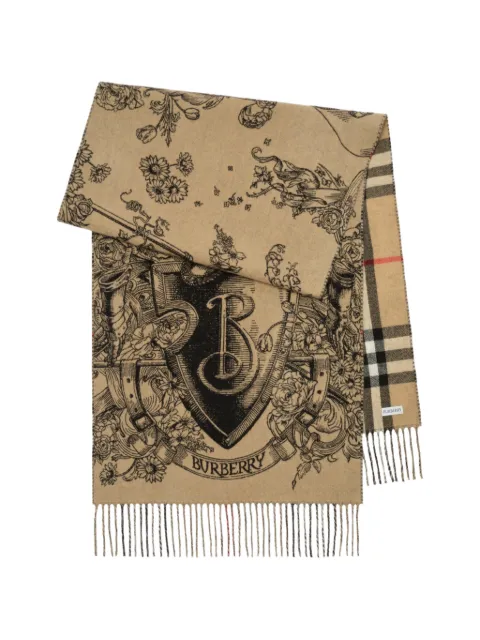 Burberry reversible etched Knight cashmere scarf Neutrals 8130419