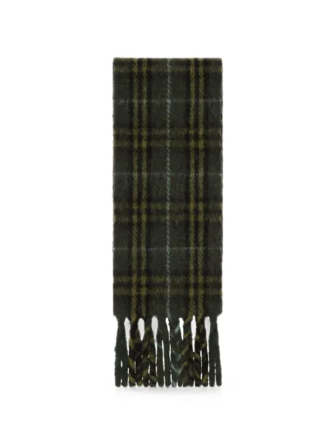 Burberry narrow-cut checkered alpaca blend scarf Green 8130695