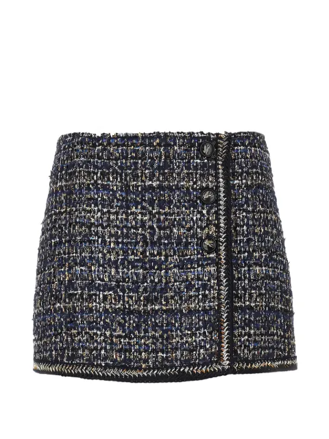 ETRO bouclé-knit button-up mini skirt Blue WRFA021599TTB18
