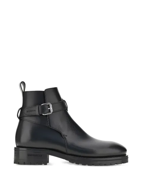 DSQUARED2 buckled leather ankle boots Black ABM017401500001