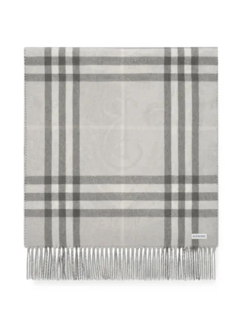 Burberry reversible Etched Knight cashmere scarf Grey 8130421